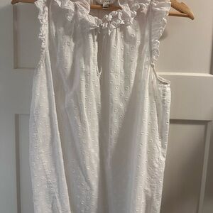 J. Crew White Ruffle Blouse